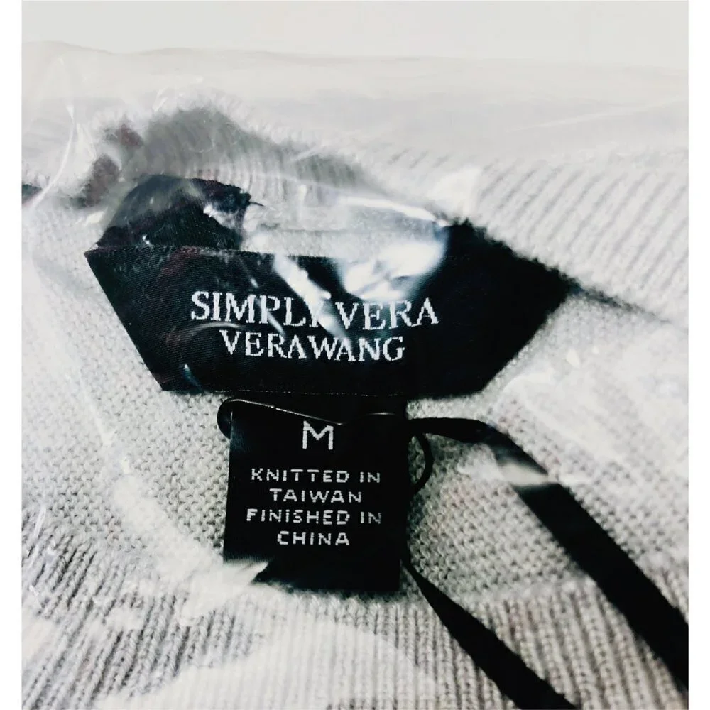 Simply Vera Wang Womens Gray Crew Neck Sweater Knit Tunic Top Sz M New